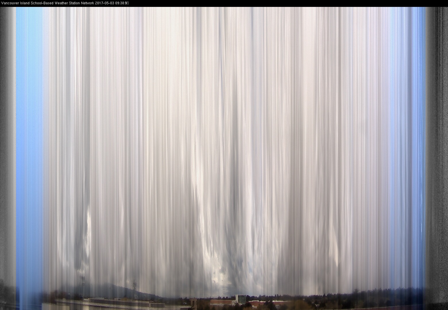 image of the sky seen from UVic, each column of pixels is a different minute, keogram