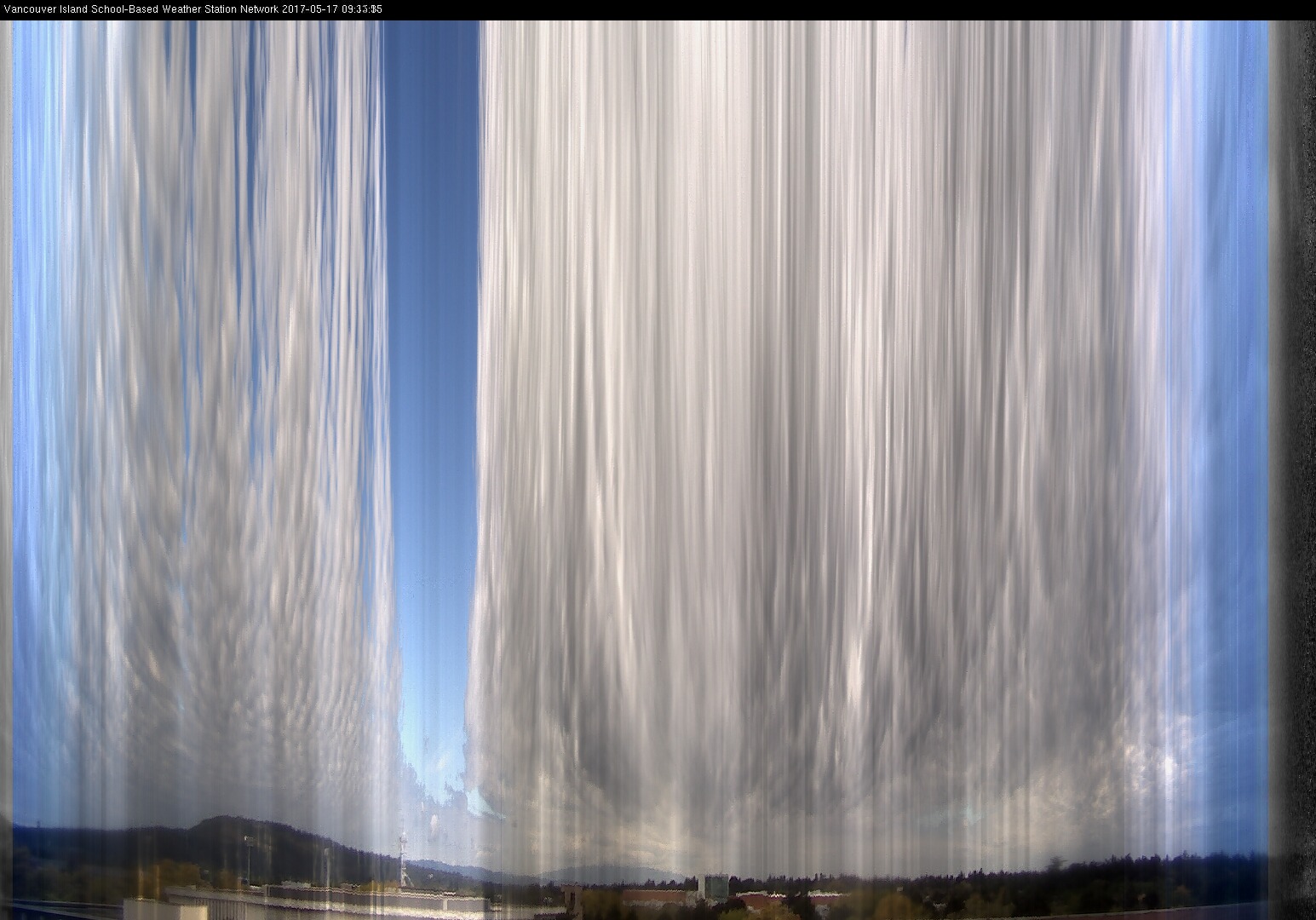image of the sky seen from UVic, each column of pixels is a different minute, keogram