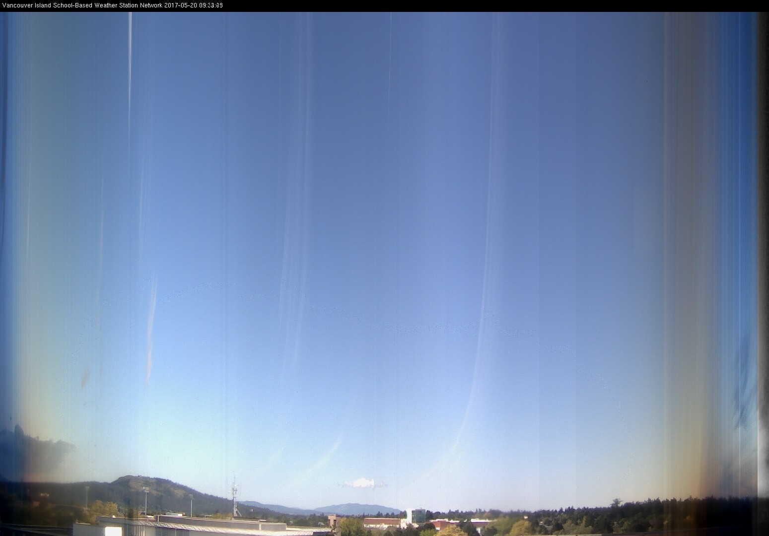 image of the sky seen from UVic, each column of pixels is a different minute, keogram