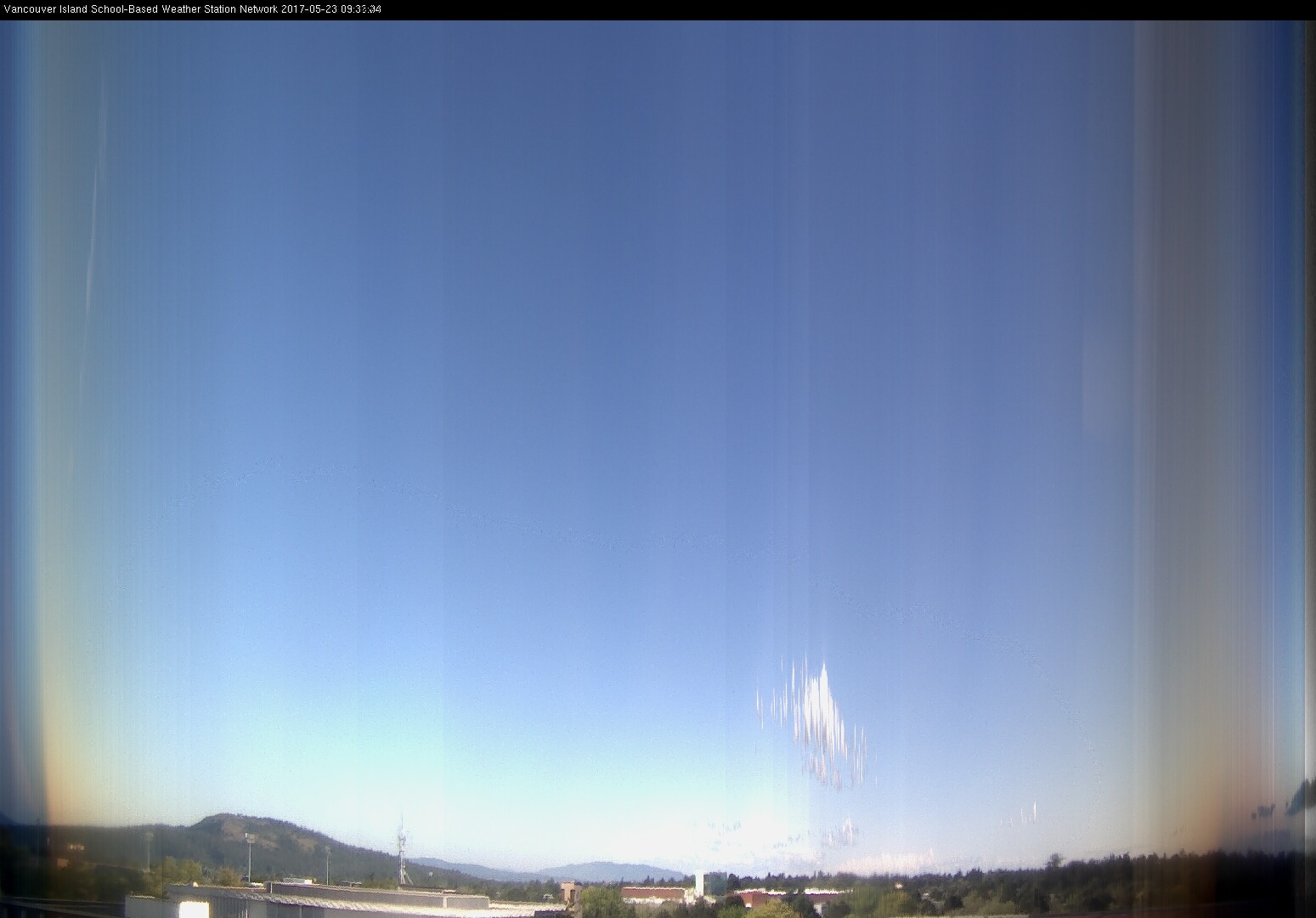 image of the sky seen from UVic, each column of pixels is a different minute, keogram