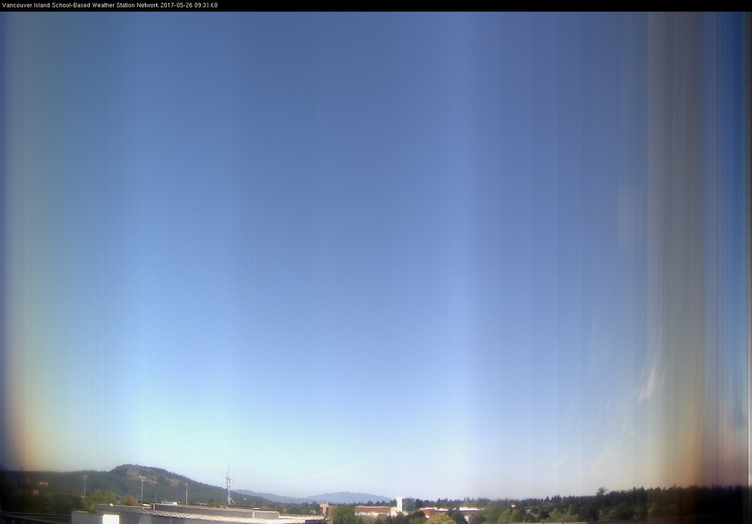 image of the sky seen from UVic, each column of pixels is a different minute, keogram