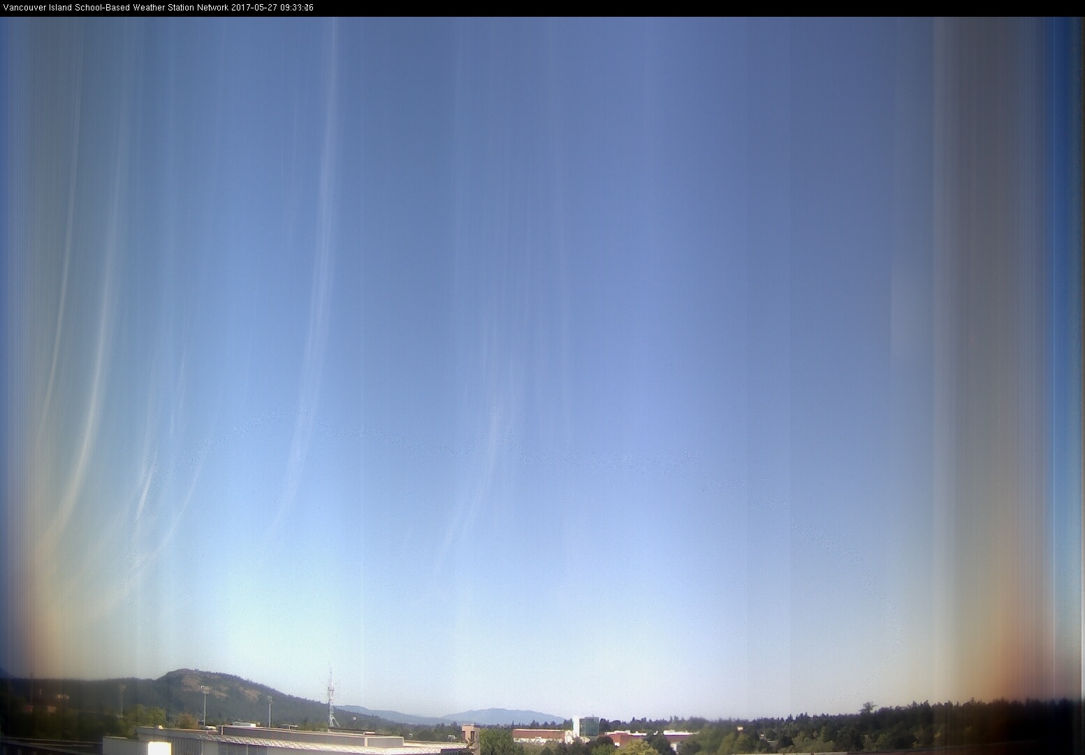 image of the sky seen from UVic, each column of pixels is a different minute, keogram