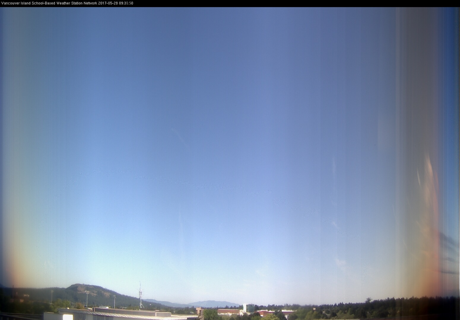 image of the sky seen from UVic, each column of pixels is a different minute, keogram