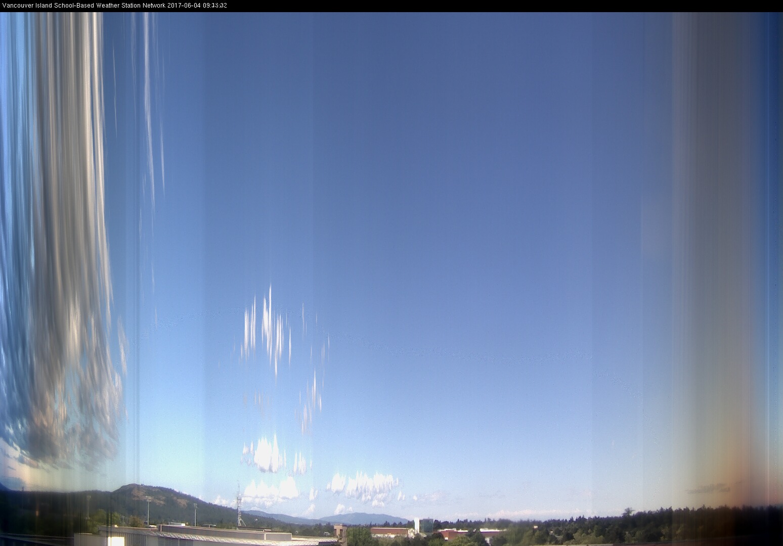 image of the sky seen from UVic, each column of pixels is a different minute, keogram