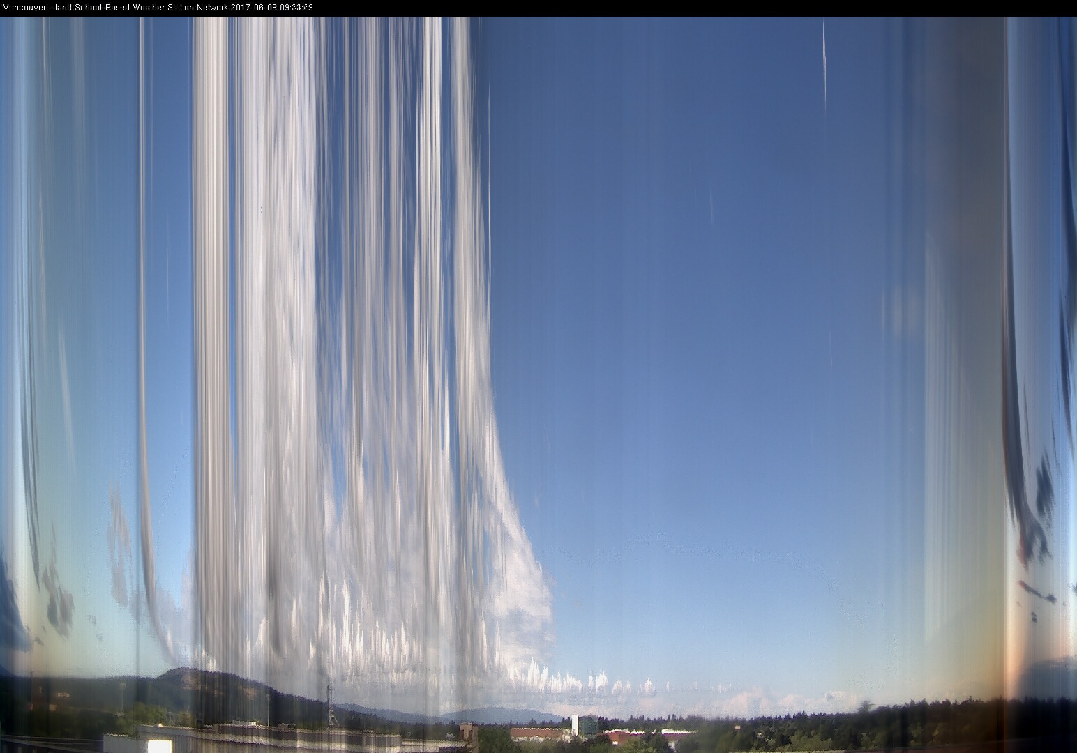image of the sky seen from UVic, each column of pixels is a different minute, keogram