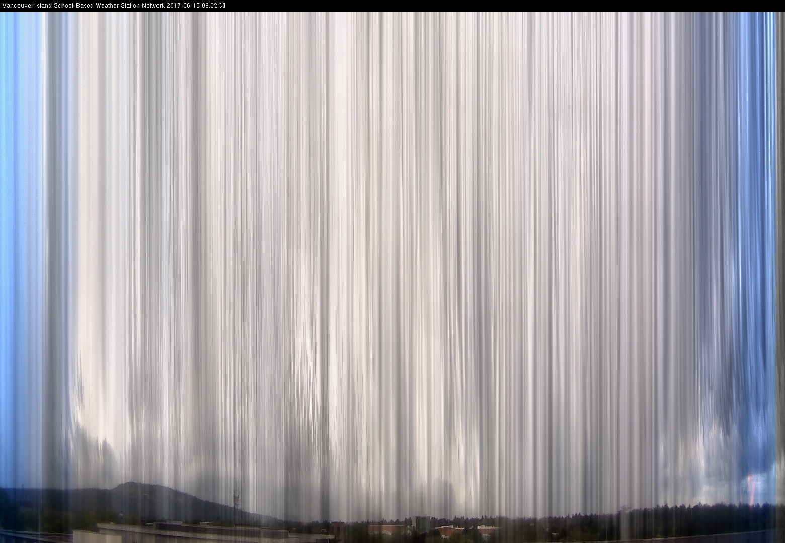 image of the sky seen from UVic, each column of pixels is a different minute, keogram
