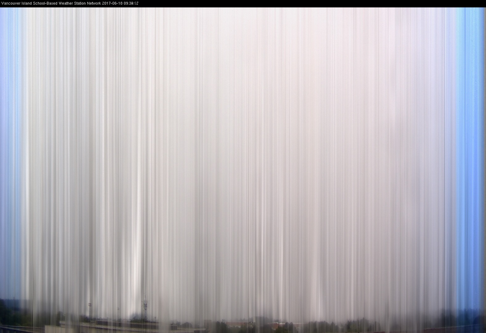 image of the sky seen from UVic, each column of pixels is a different minute, keogram
