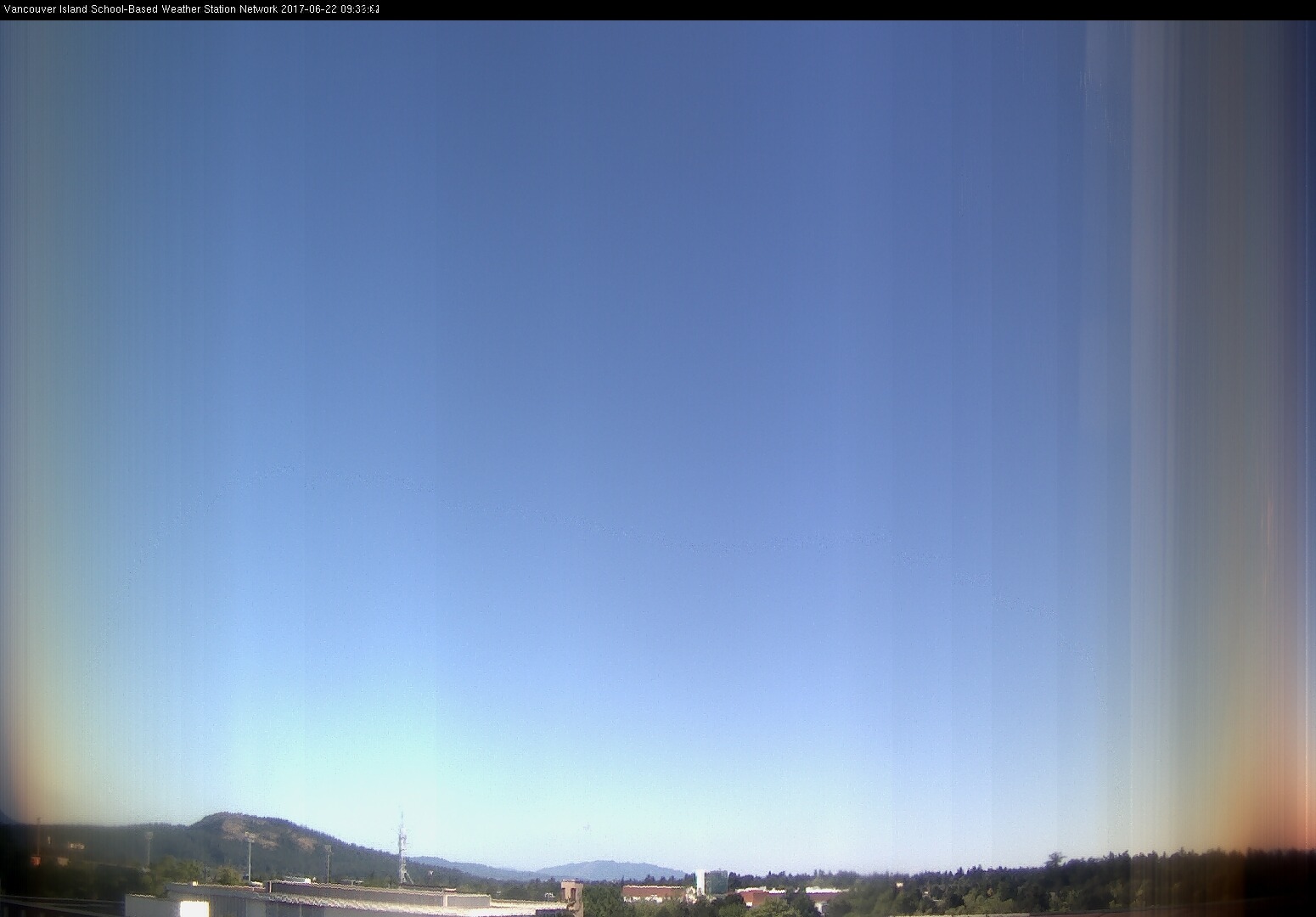 image of the sky seen from UVic, each column of pixels is a different minute, keogram