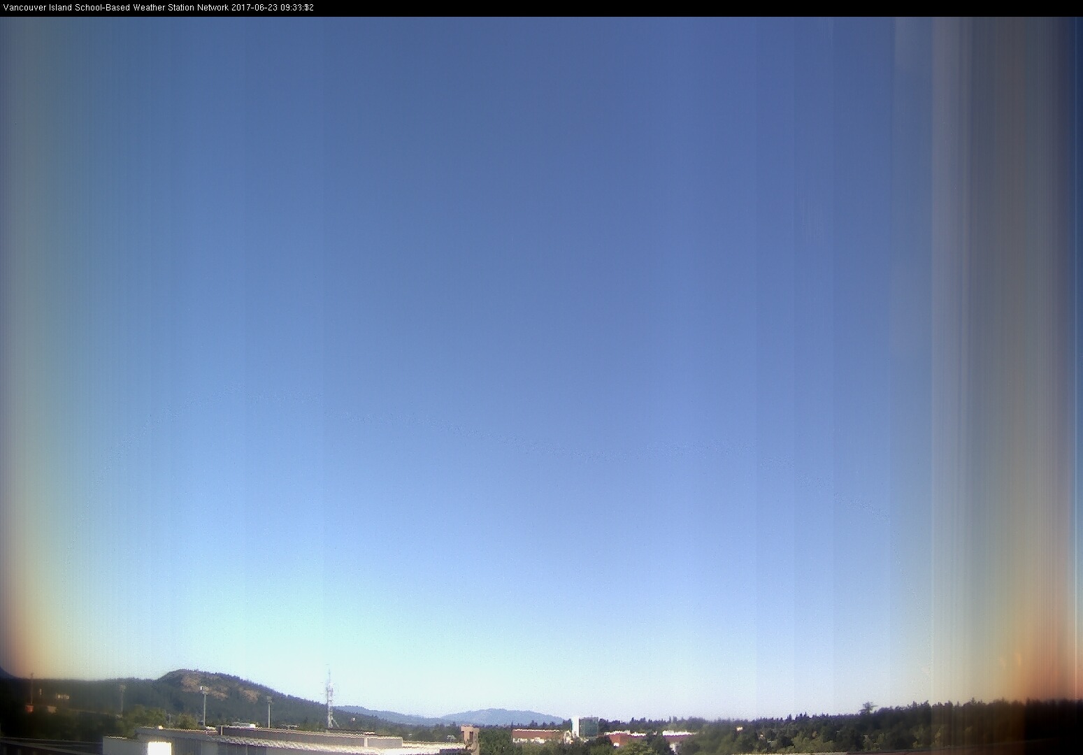 image of the sky seen from UVic, each column of pixels is a different minute, keogram