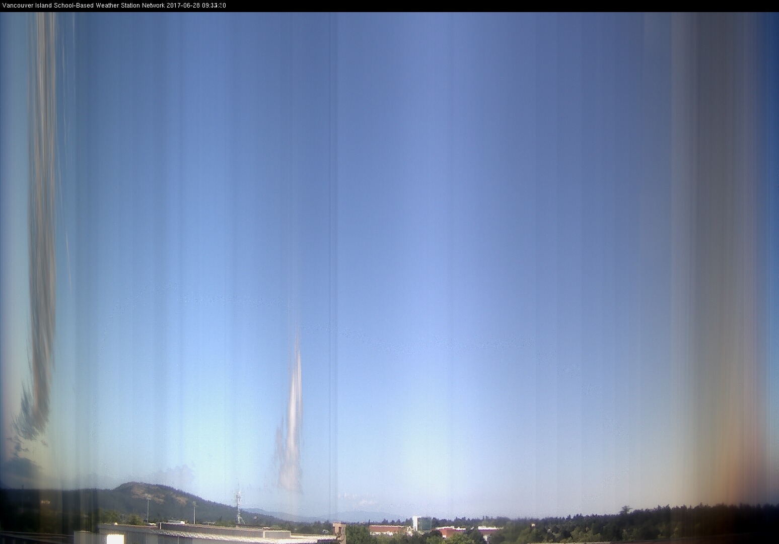 image of the sky seen from UVic, each column of pixels is a different minute, keogram