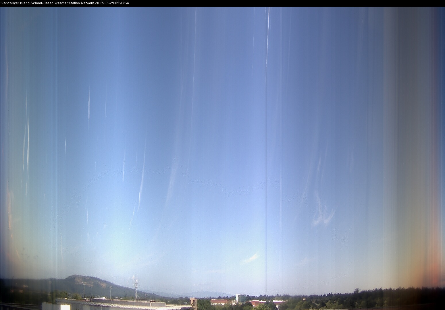 image of the sky seen from UVic, each column of pixels is a different minute, keogram