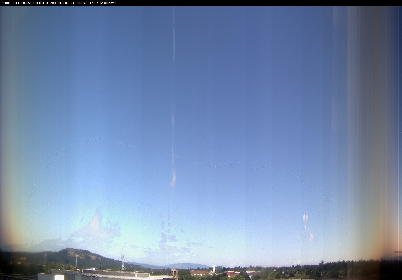 image of the sky seen from UVic, each column of pixels is a different minute, keogram