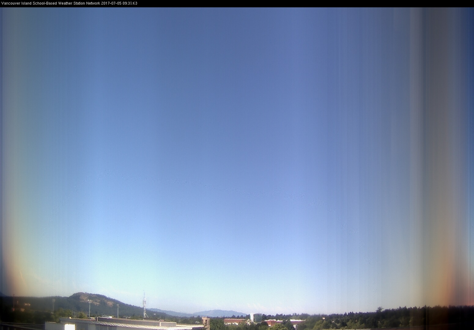 image of the sky seen from UVic, each column of pixels is a different minute, keogram