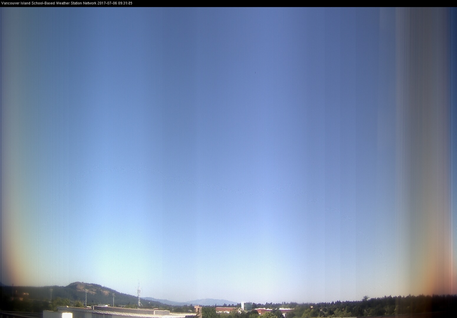 image of the sky seen from UVic, each column of pixels is a different minute, keogram