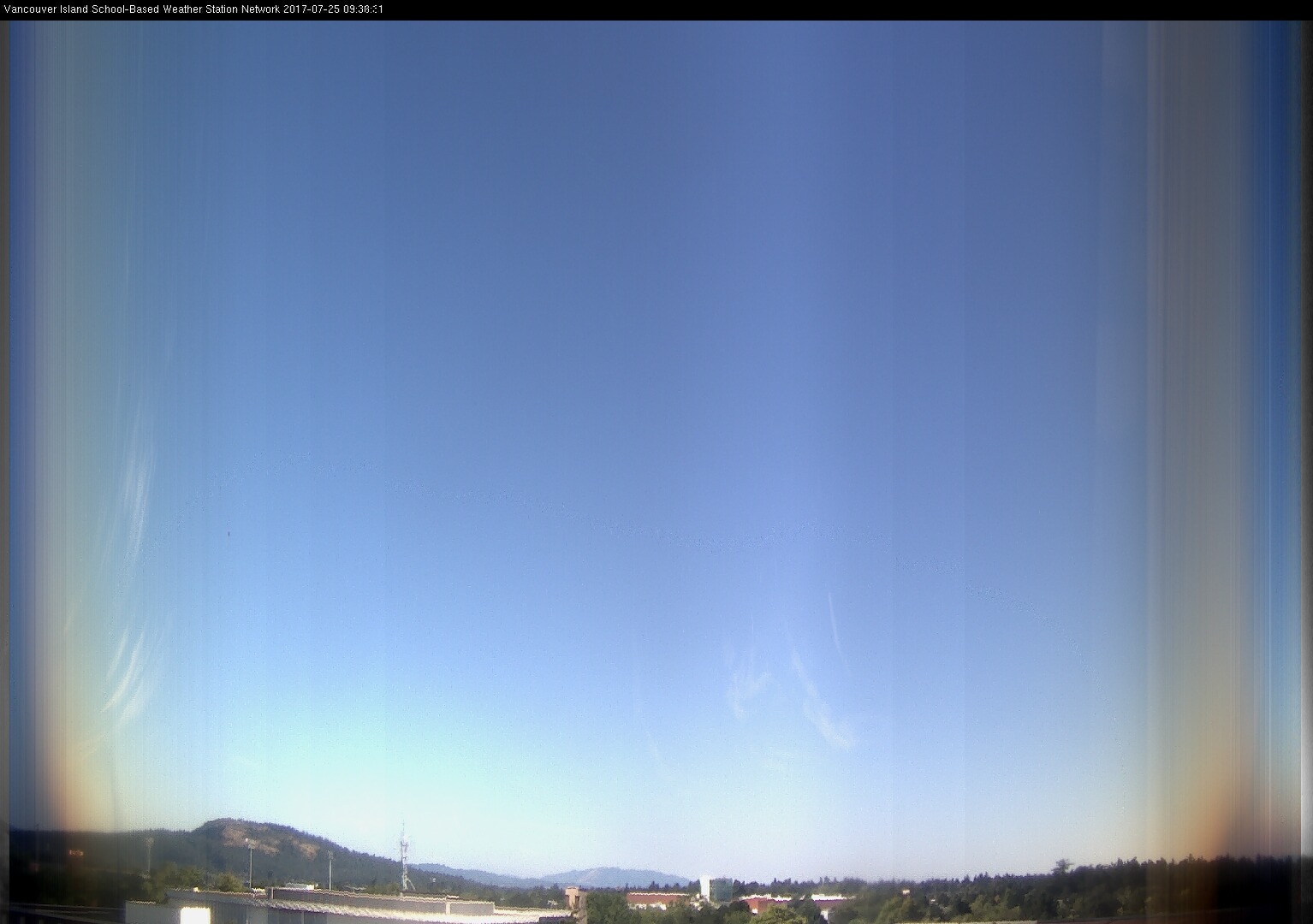 image of the sky seen from UVic, each column of pixels is a different minute, keogram