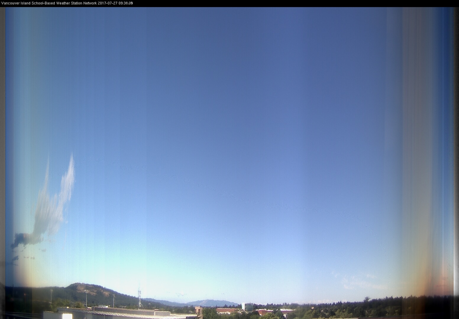 image of the sky seen from UVic, each column of pixels is a different minute, keogram