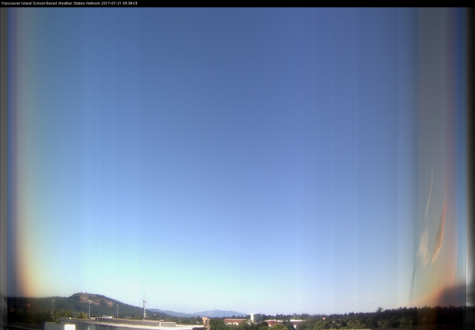 image of the sky seen from UVic, each column of pixels is a different minute, keogram