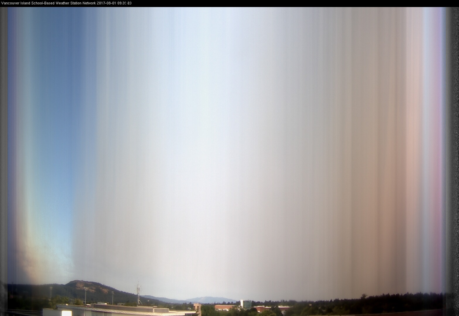 image of the sky seen from UVic, each column of pixels is a different minute, keogram