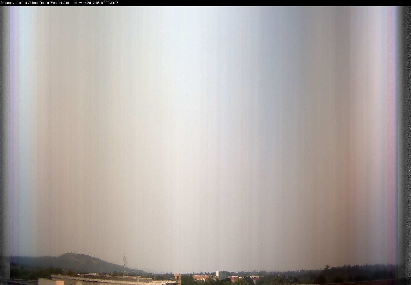 image of the sky seen from UVic, each column of pixels is a different minute, keogram