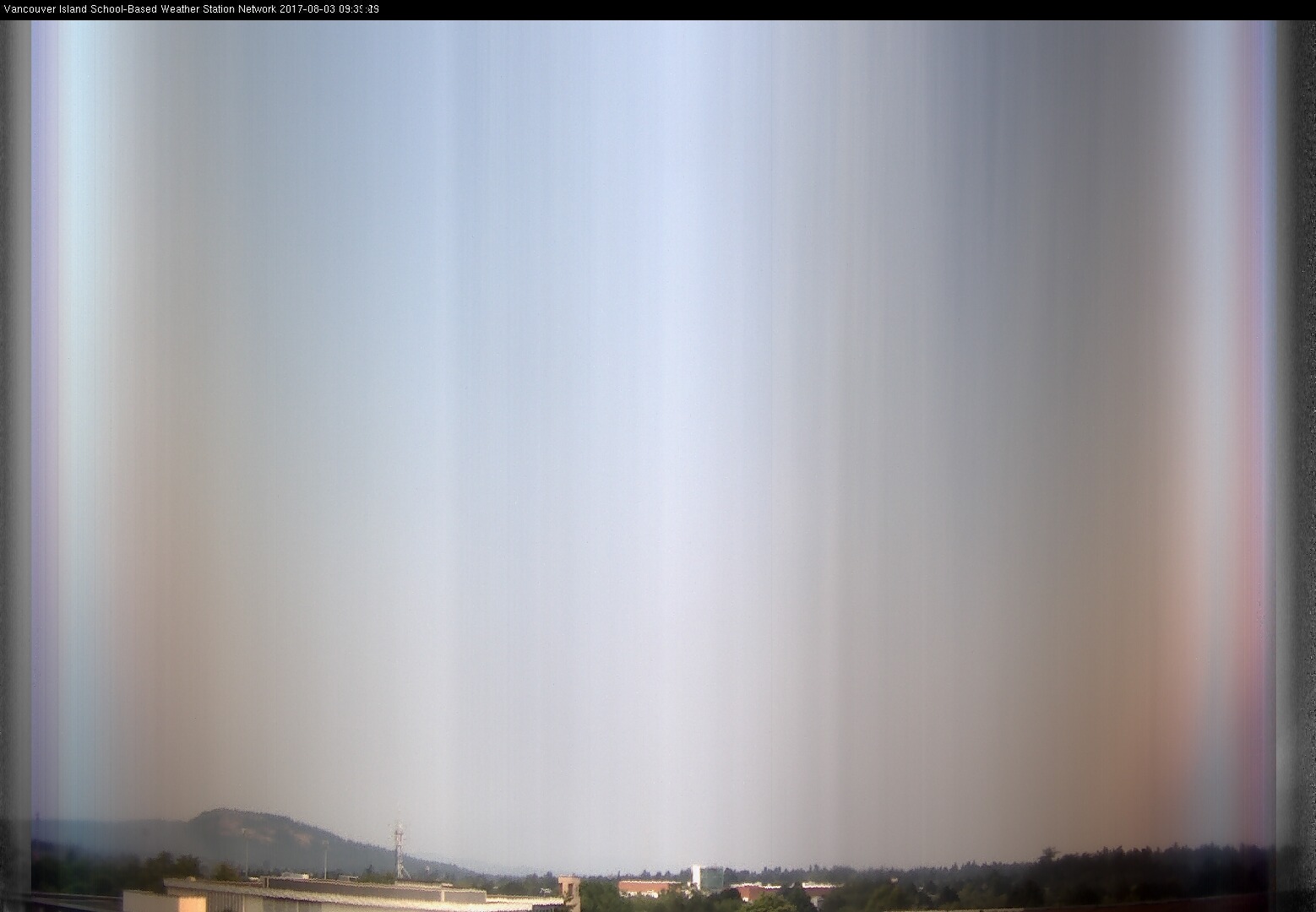 image of the sky seen from UVic, each column of pixels is a different minute, keogram