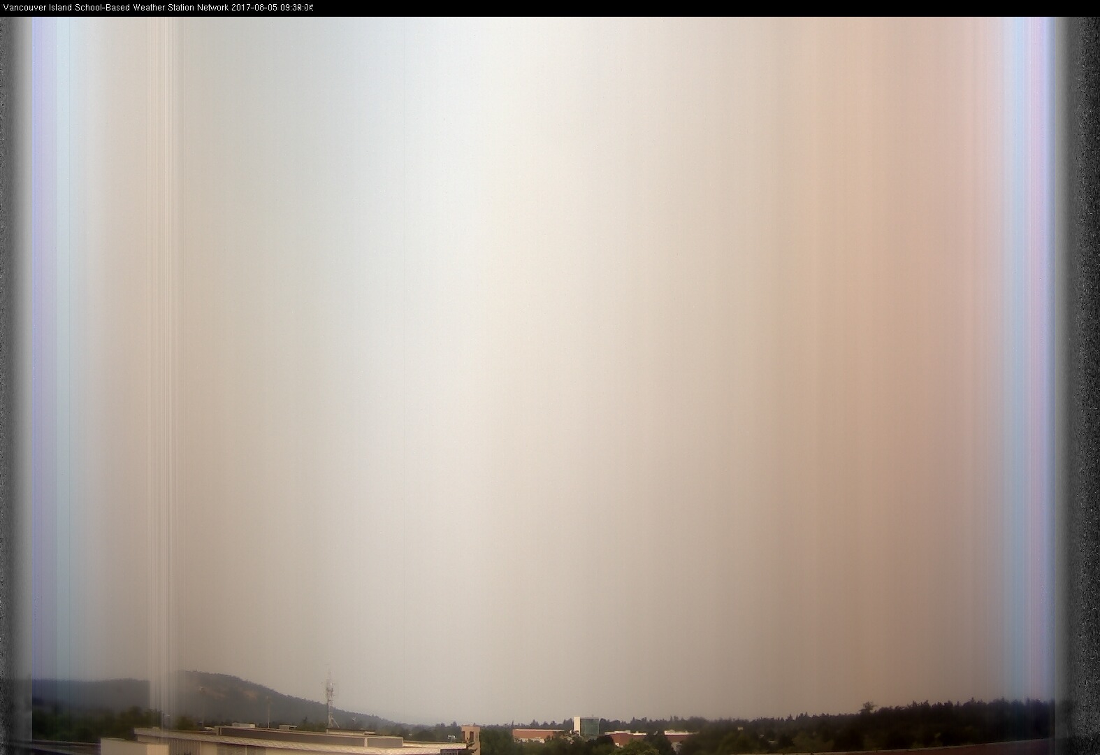 image of the sky seen from UVic, each column of pixels is a different minute, keogram