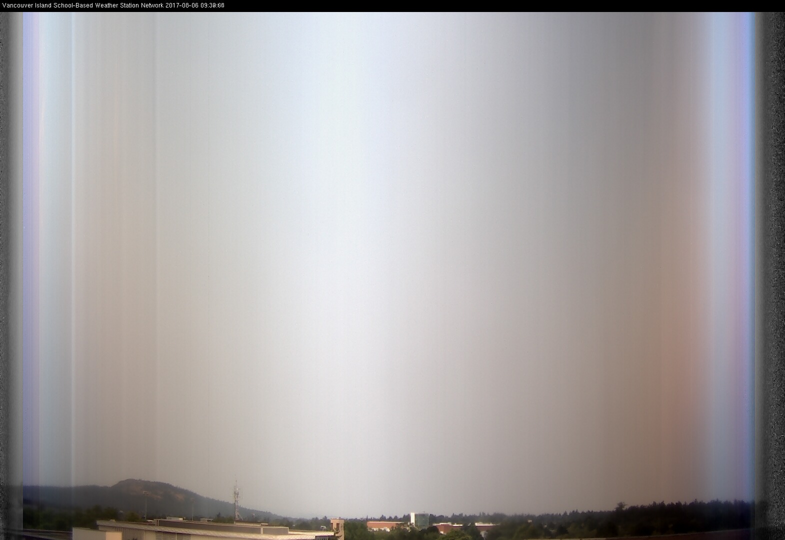 image of the sky seen from UVic, each column of pixels is a different minute, keogram