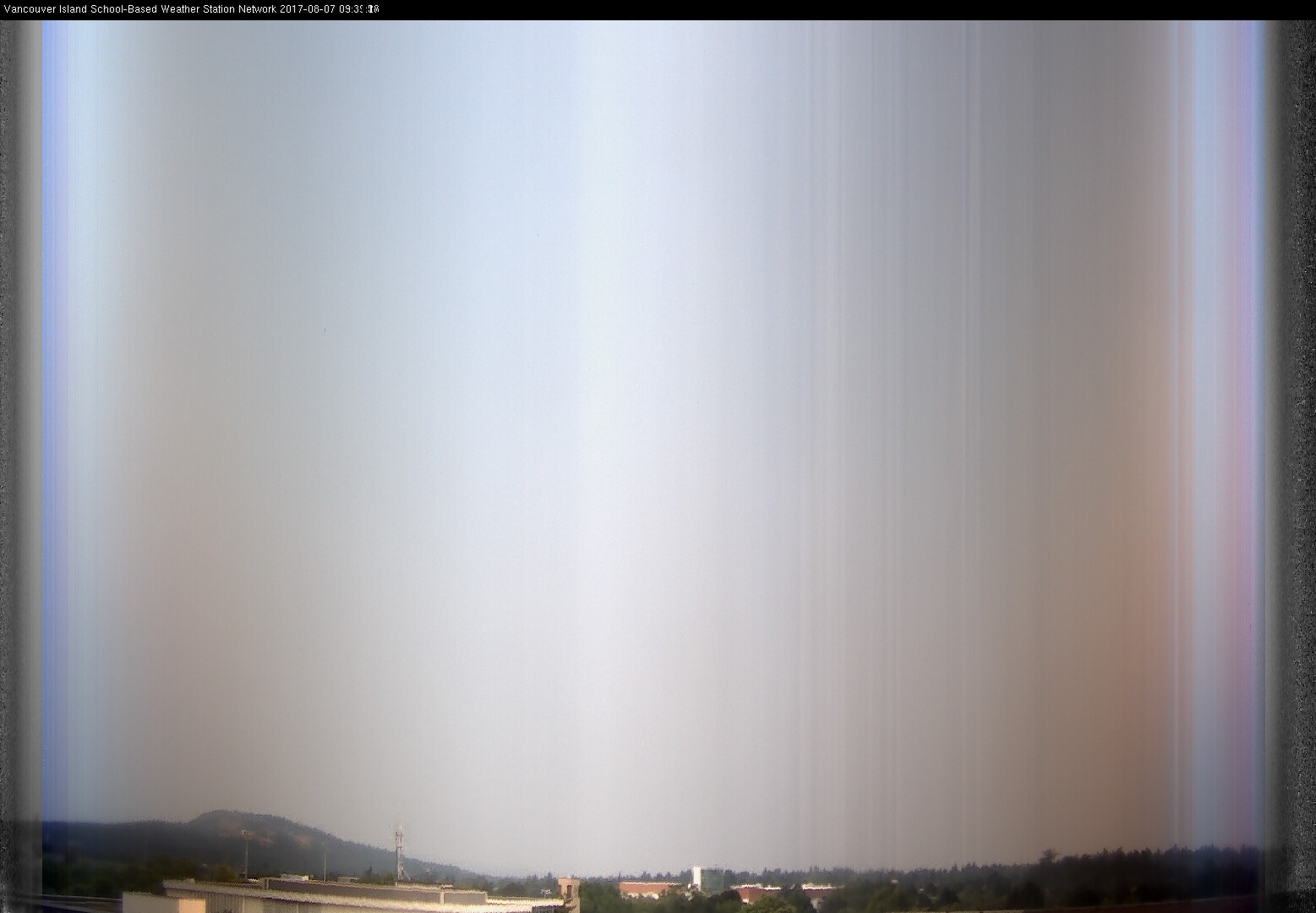 image of the sky seen from UVic, each column of pixels is a different minute, keogram