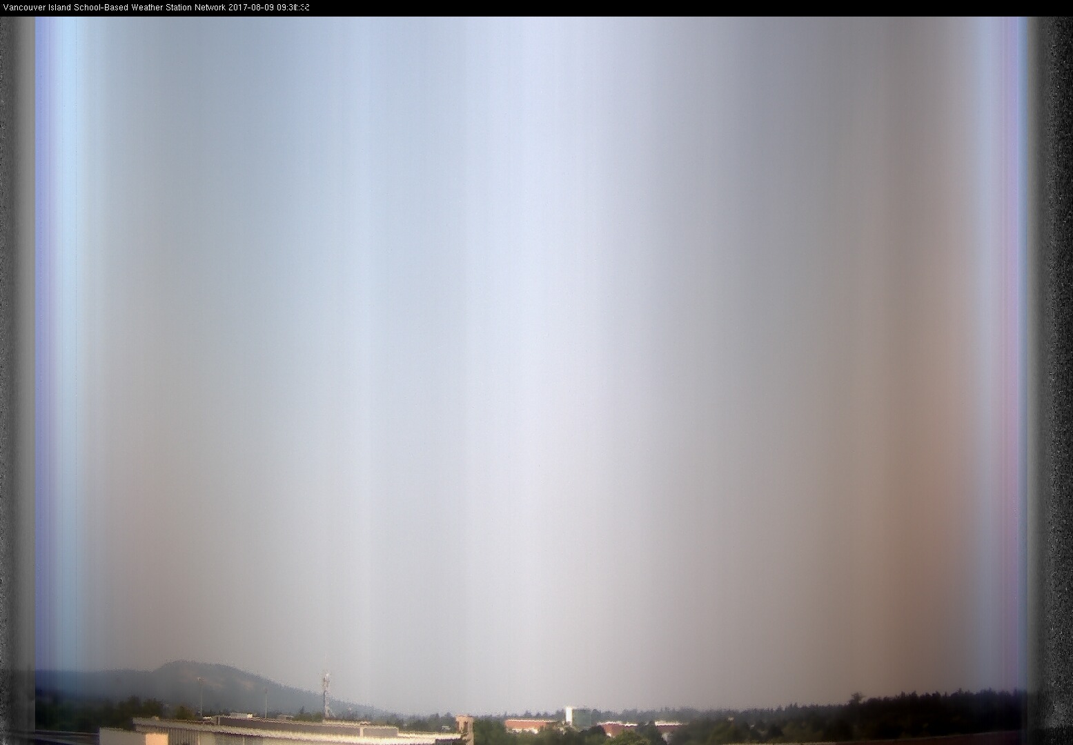 image of the sky seen from UVic, each column of pixels is a different minute, keogram