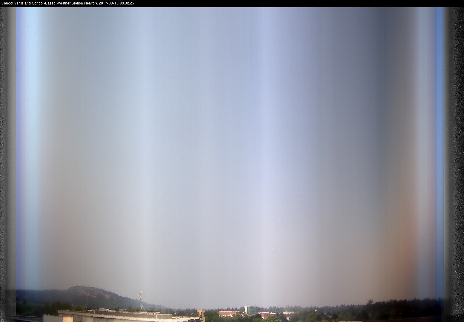 image of the sky seen from UVic, each column of pixels is a different minute, keogram