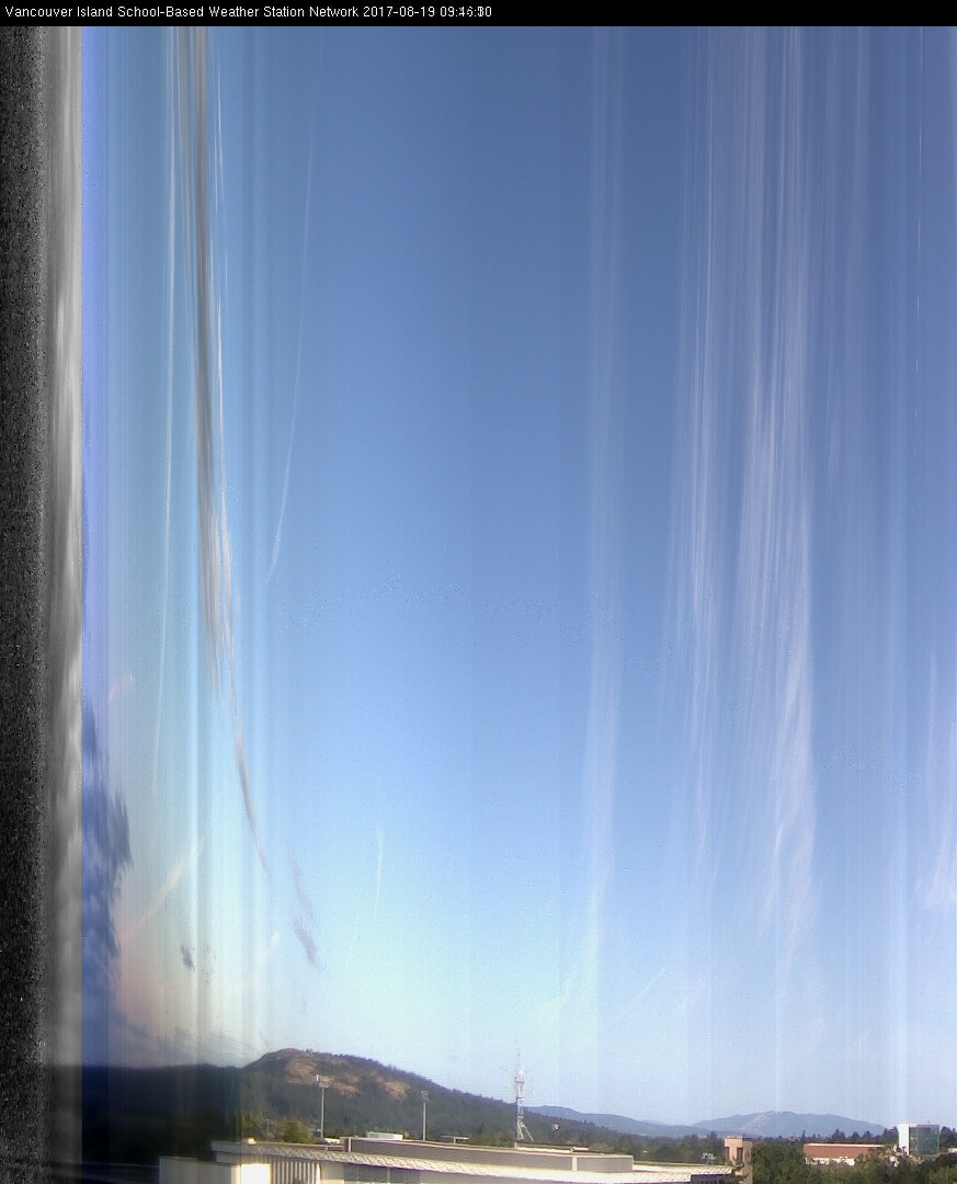 image of the sky seen from UVic, each column of pixels is a different minute, keogram