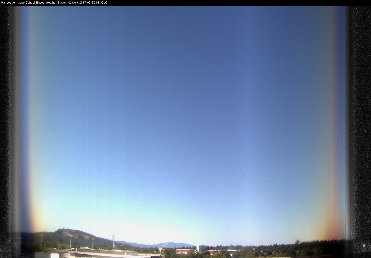 image of the sky seen from UVic, each column of pixels is a different minute, keogram