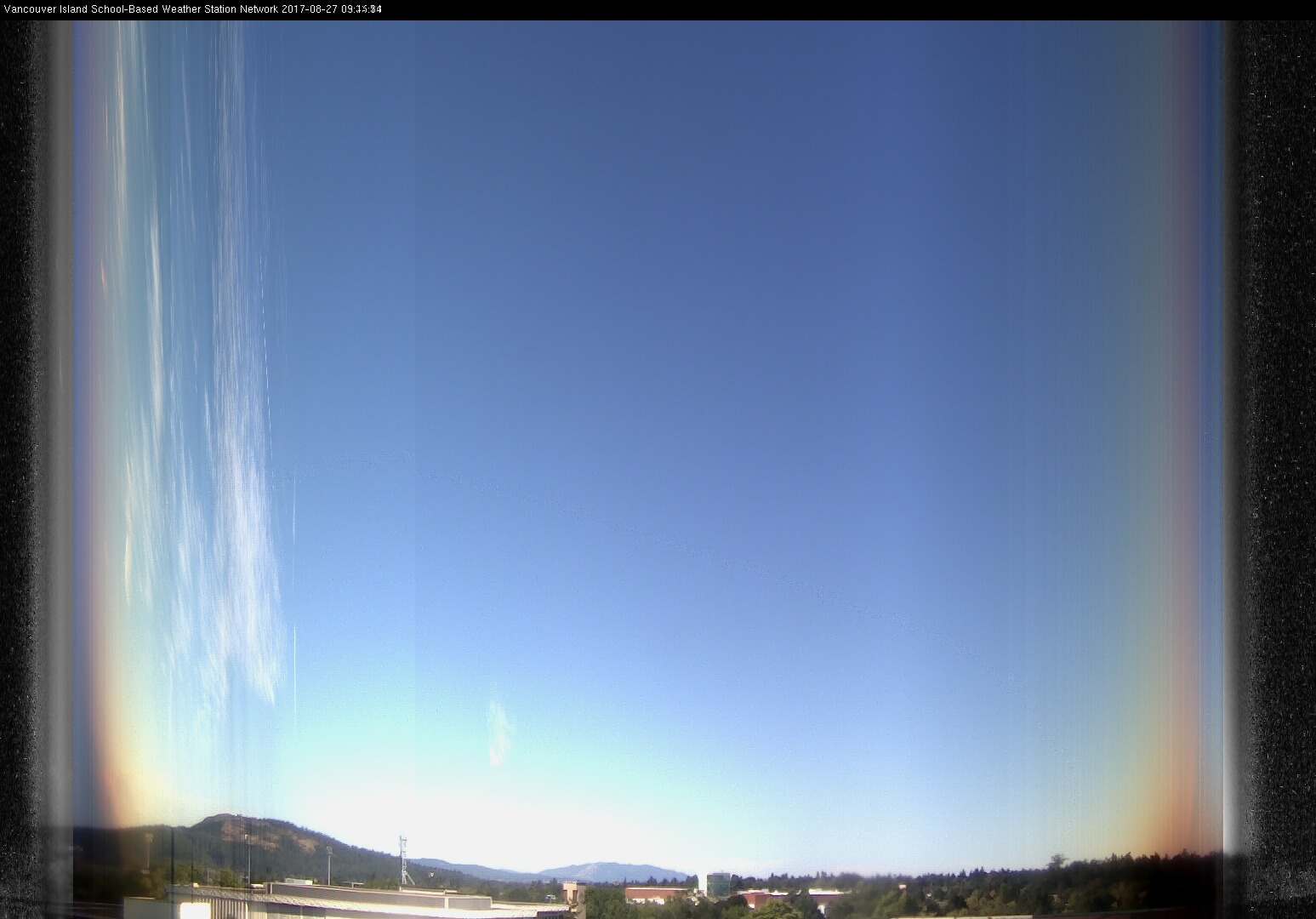 image of the sky seen from UVic, each column of pixels is a different minute, keogram