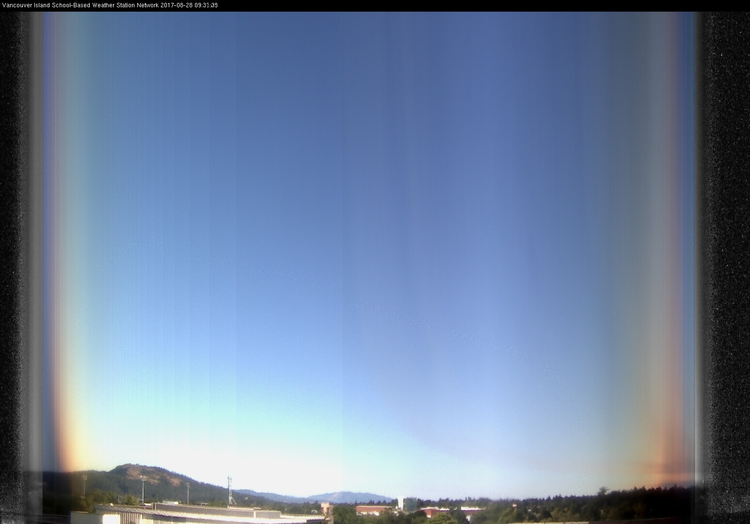 image of the sky seen from UVic, each column of pixels is a different minute, keogram