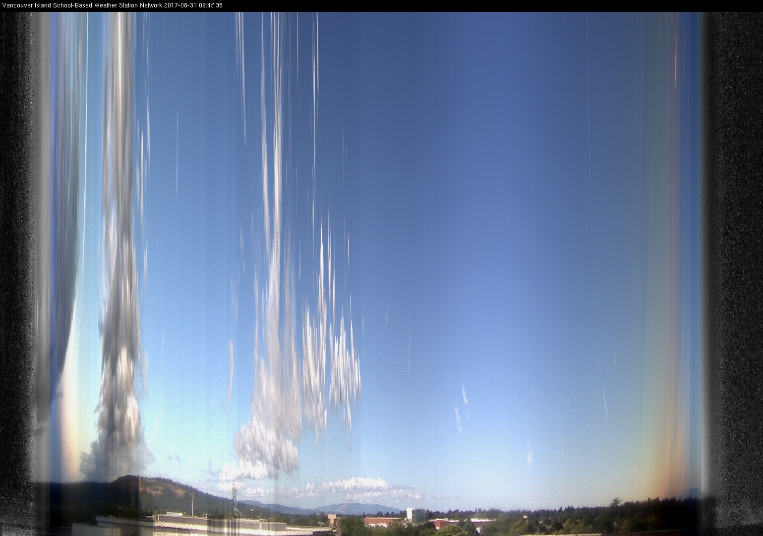 image of the sky seen from UVic, each column of pixels is a different minute, keogram