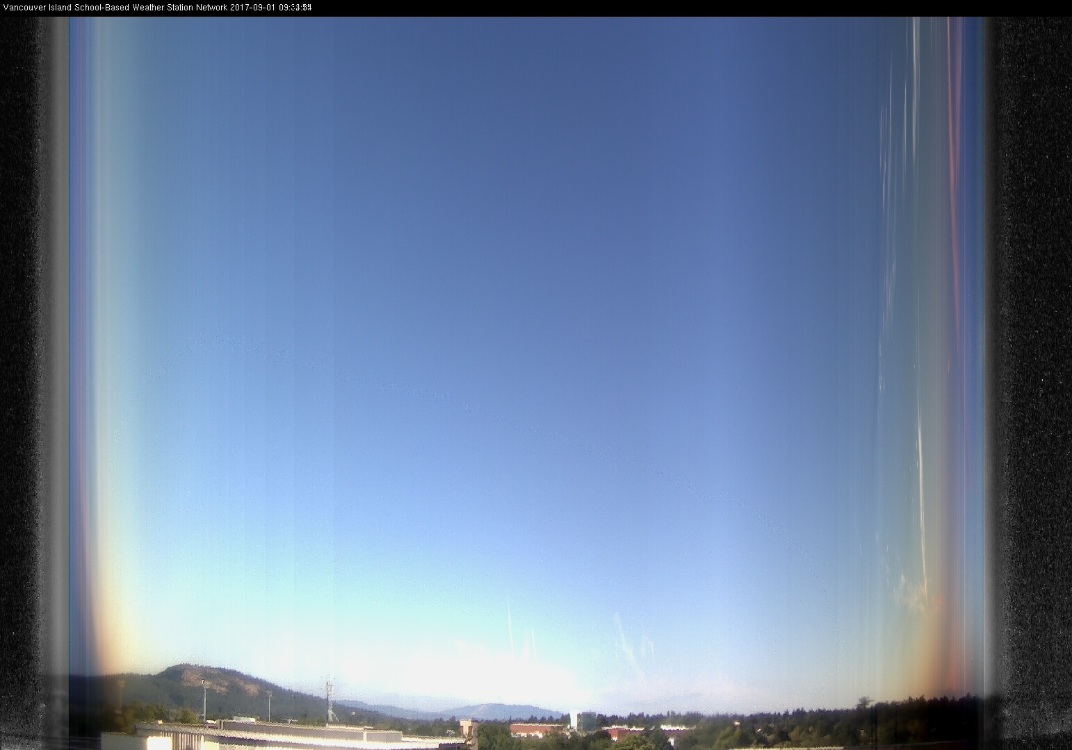 image of the sky seen from UVic, each column of pixels is a different minute, keogram