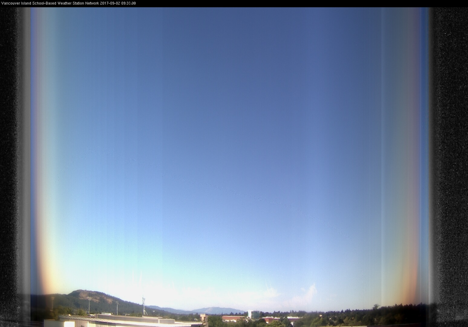 image of the sky seen from UVic, each column of pixels is a different minute, keogram