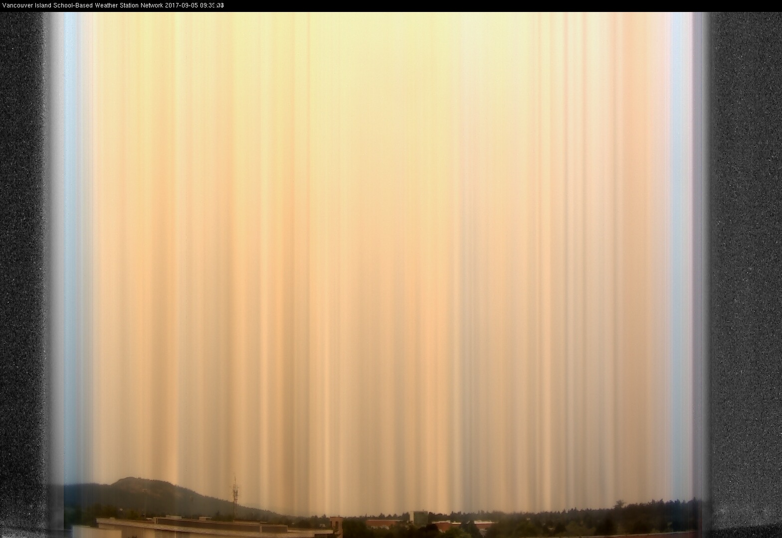 image of the sky seen from UVic, each column of pixels is a different minute, keogram