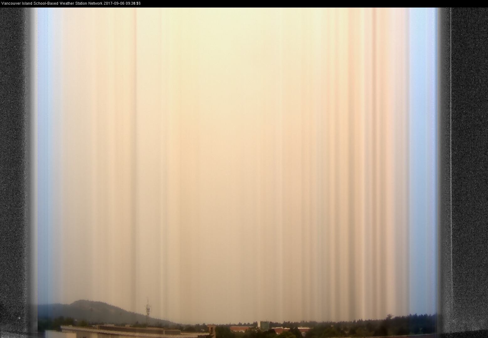 image of the sky seen from UVic, each column of pixels is a different minute, keogram