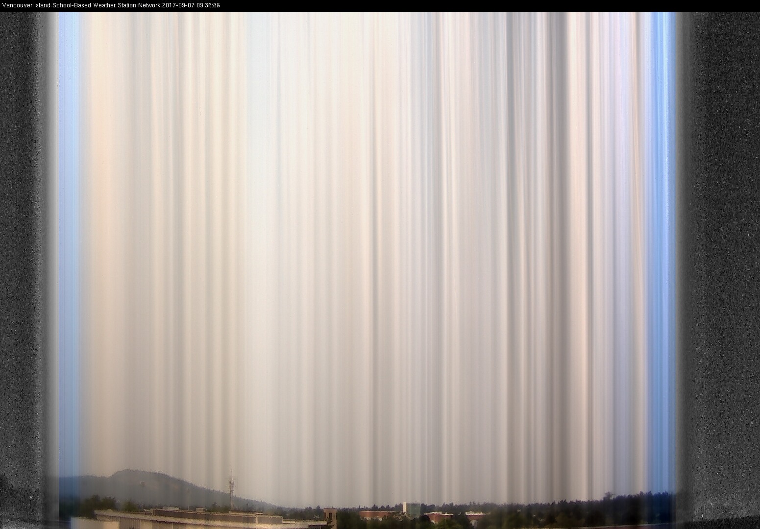 image of the sky seen from UVic, each column of pixels is a different minute, keogram