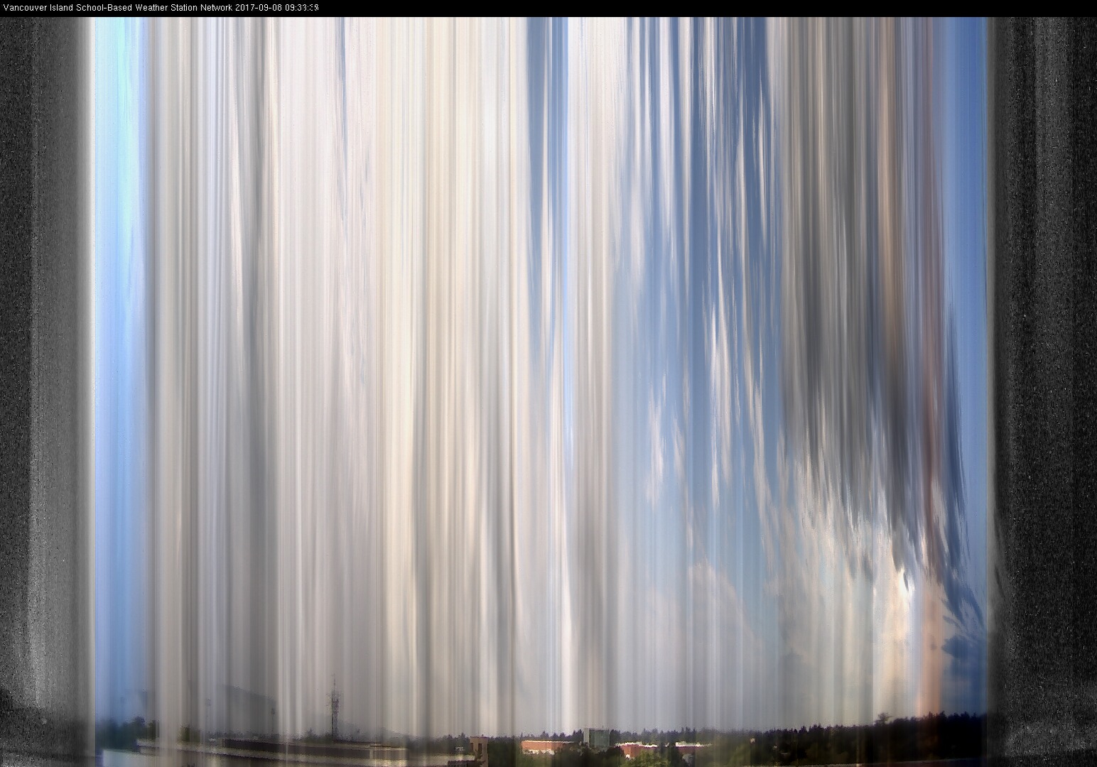 image of the sky seen from UVic, each column of pixels is a different minute, keogram