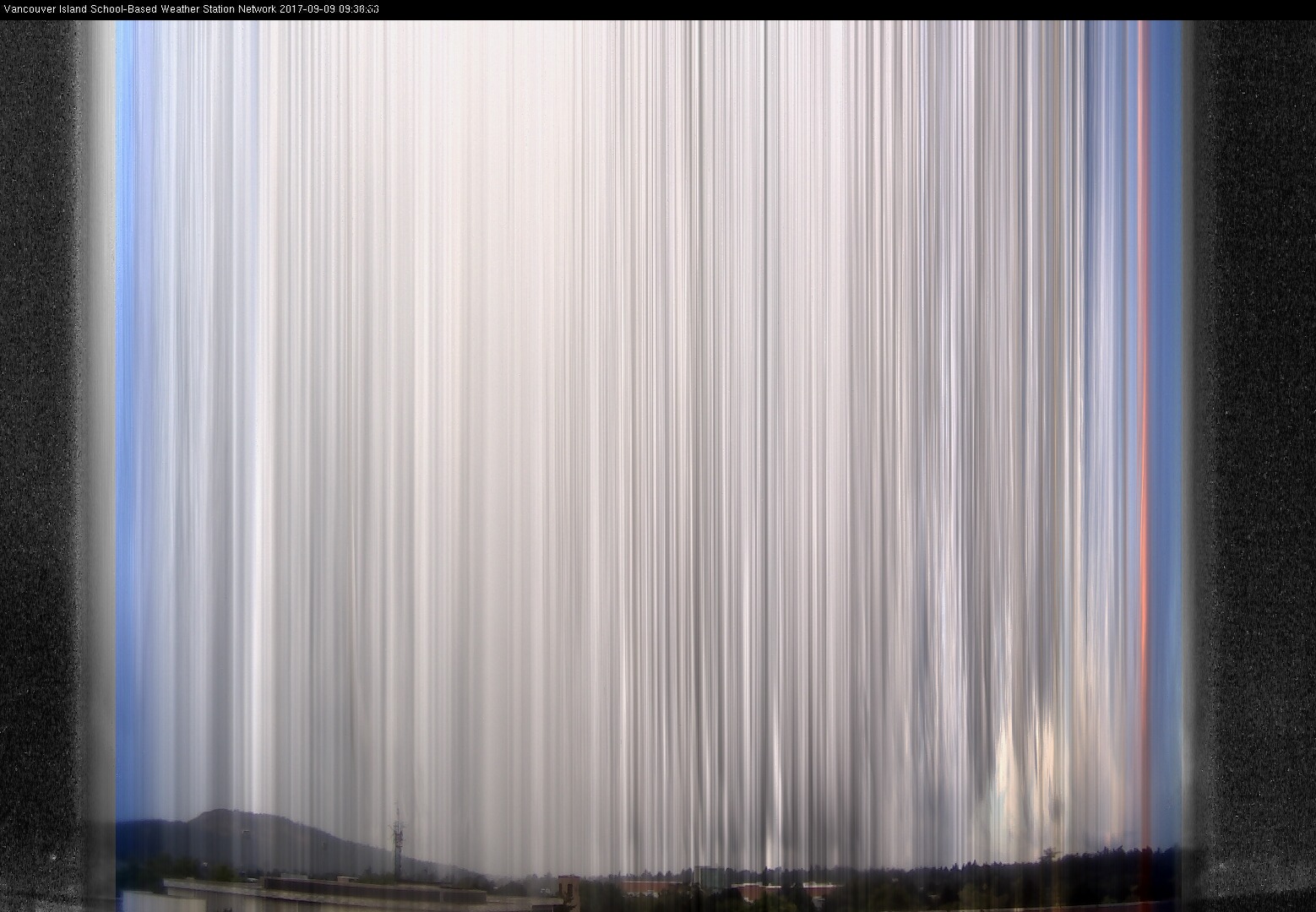 image of the sky seen from UVic, each column of pixels is a different minute, keogram