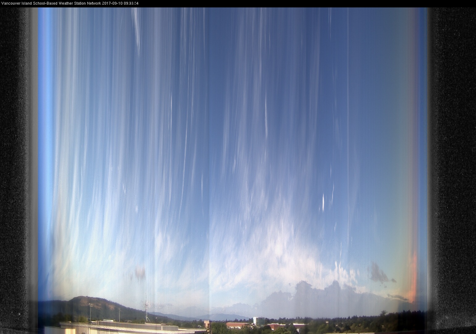 image of the sky seen from UVic, each column of pixels is a different minute, keogram