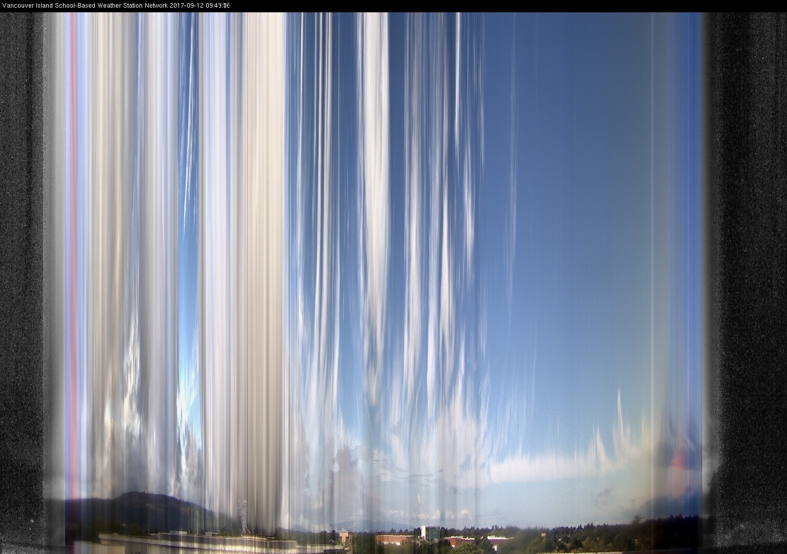 image of the sky seen from UVic, each column of pixels is a different minute, keogram