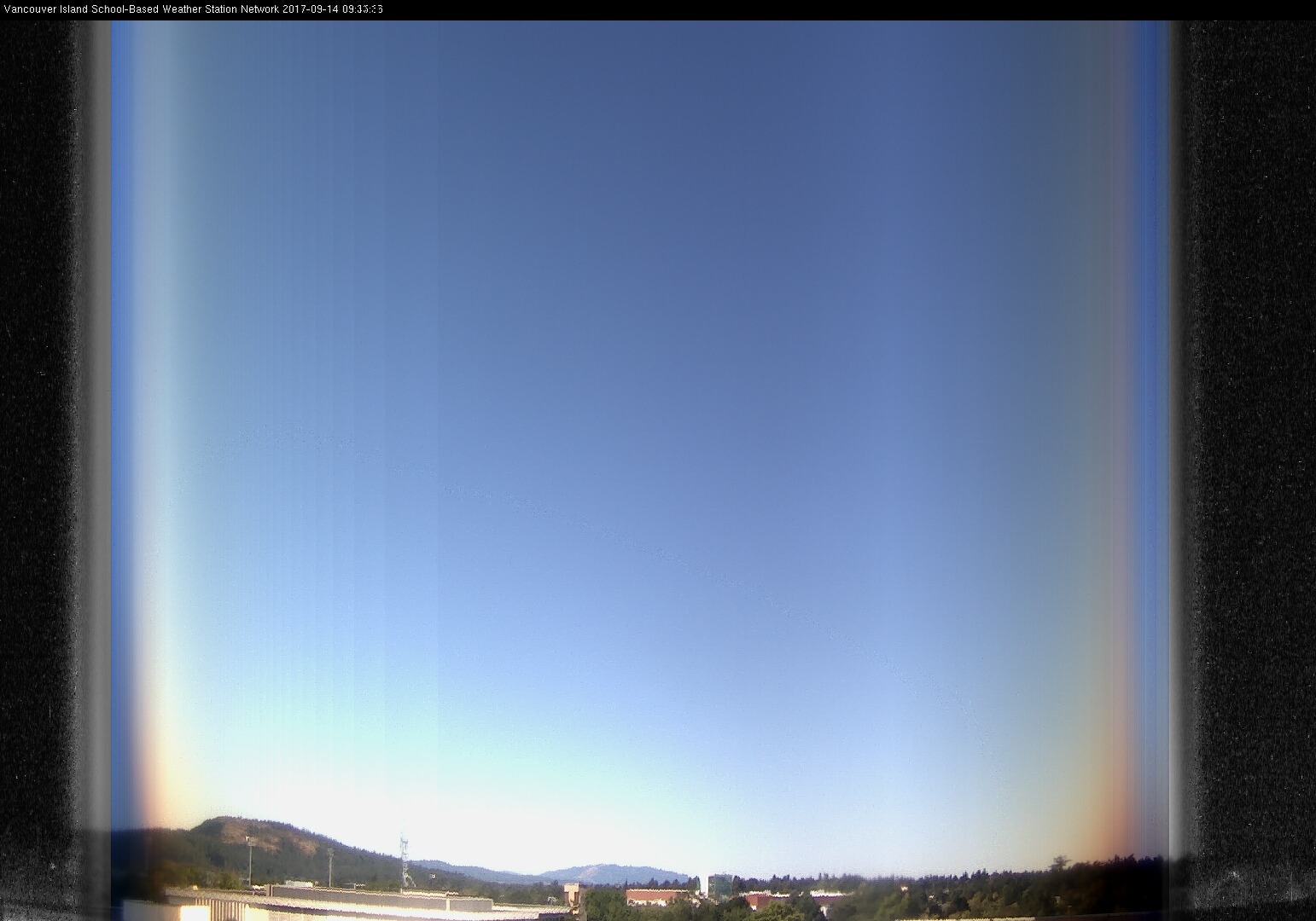 image of the sky seen from UVic, each column of pixels is a different minute, keogram