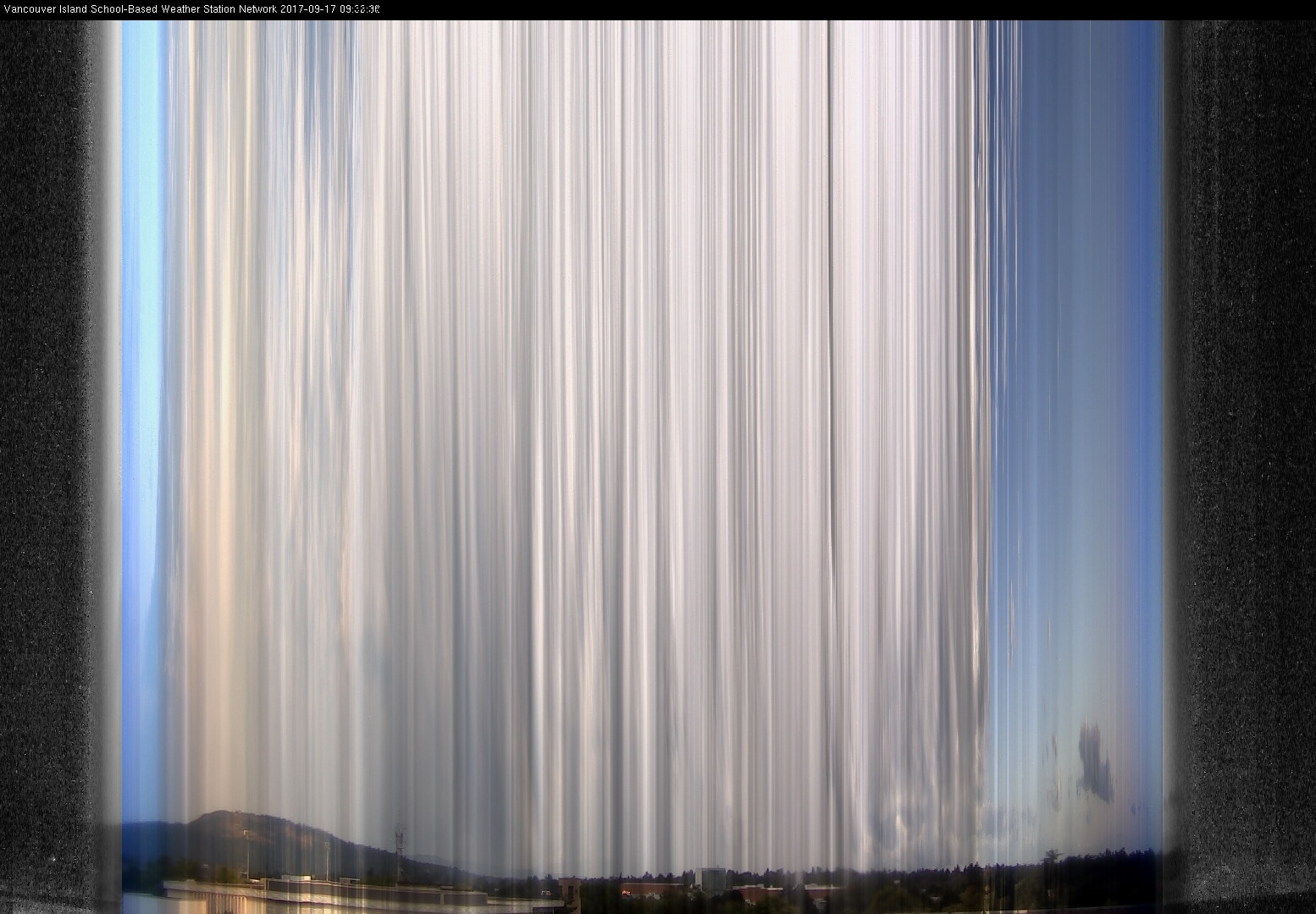 image of the sky seen from UVic, each column of pixels is a different minute, keogram