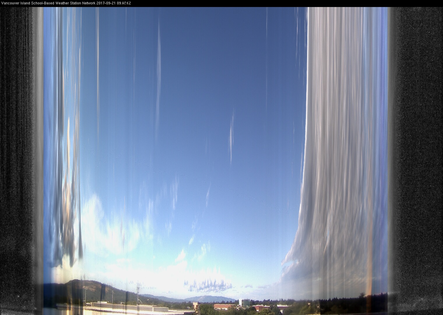 image of the sky seen from UVic, each column of pixels is a different minute, keogram