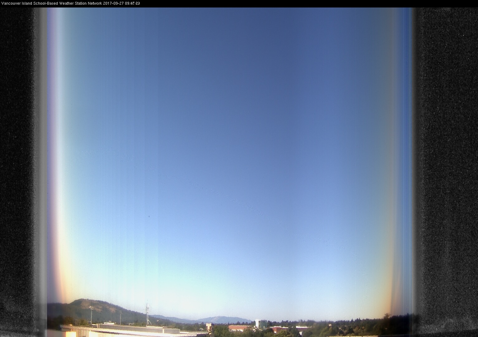 image of the sky seen from UVic, each column of pixels is a different minute, keogram