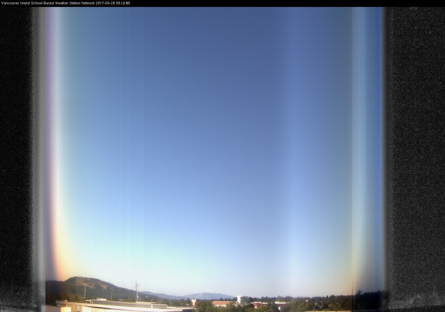 image of the sky seen from UVic, each column of pixels is a different minute, keogram