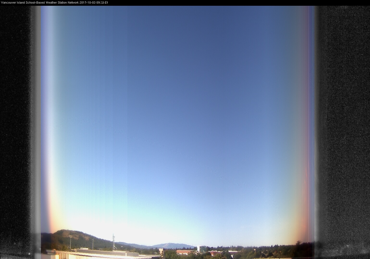 image of the sky seen from UVic, each column of pixels is a different minute, keogram