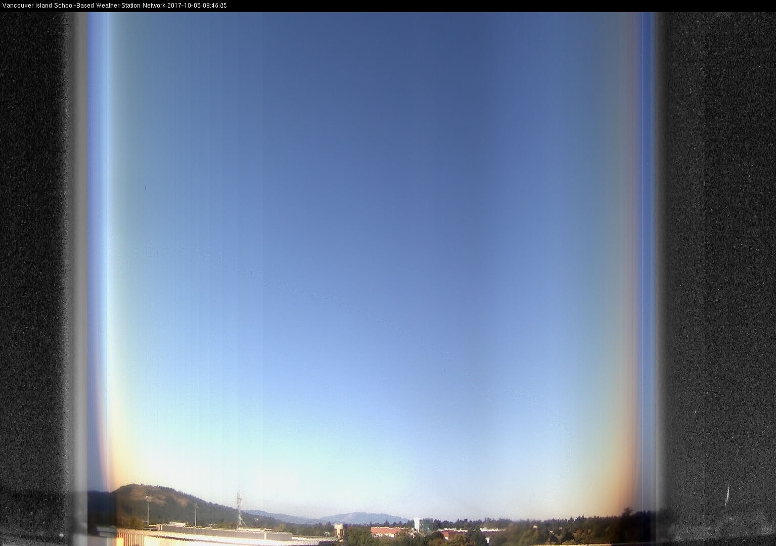 image of the sky seen from UVic, each column of pixels is a different minute, keogram